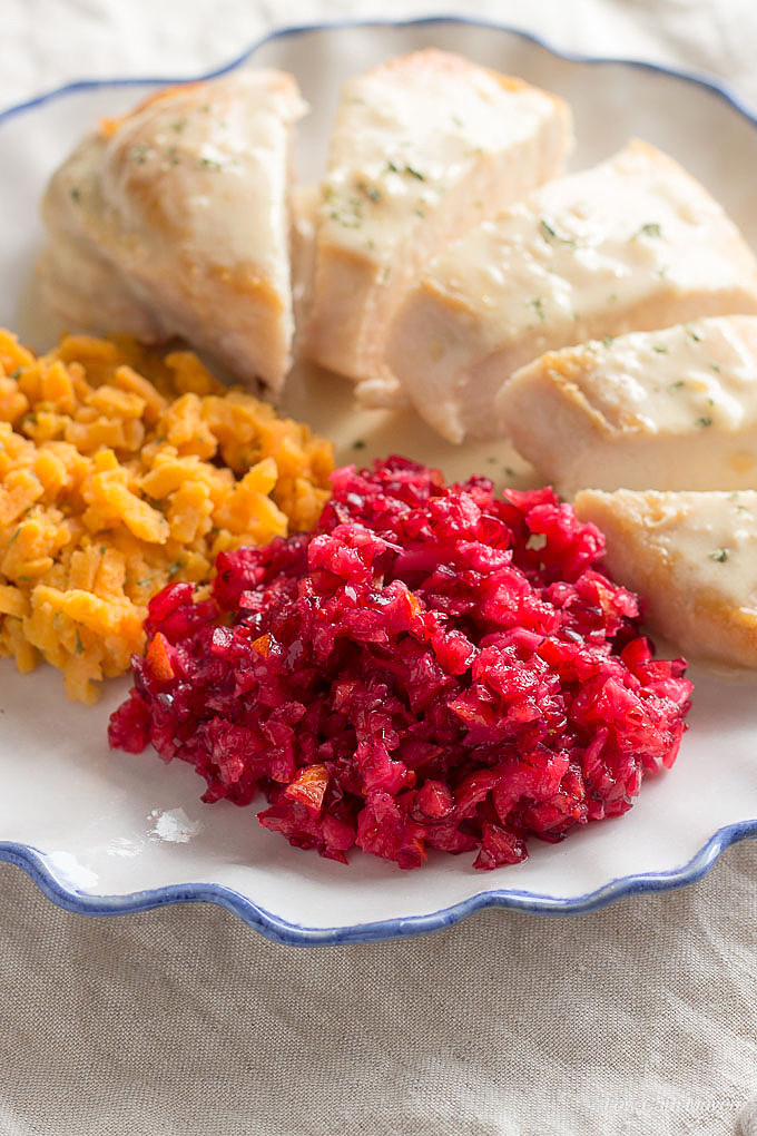 Fresh low carb cranberry sauce or relish with orange. Great 