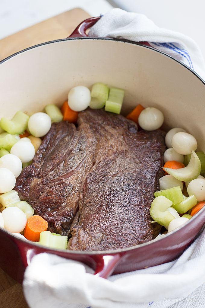 Low carb pot roast with vegetables. keto LCHF