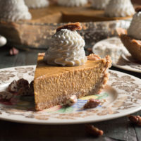 No bake low carb pumpkin pie with gluten free keto pie crust - an easy LCHF dessert recipe.
