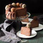 A low carb chocolate cheesecake with sugar free chocolate truffles and low carb ganache. Gluten free