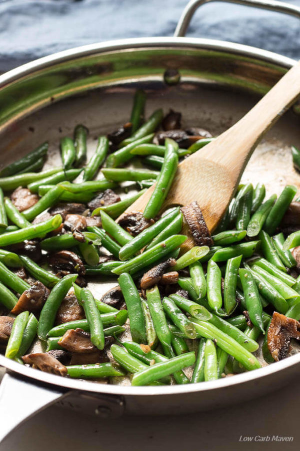 This healthy Green Bean Mushroom Saute is a perfect low carb & keto side.