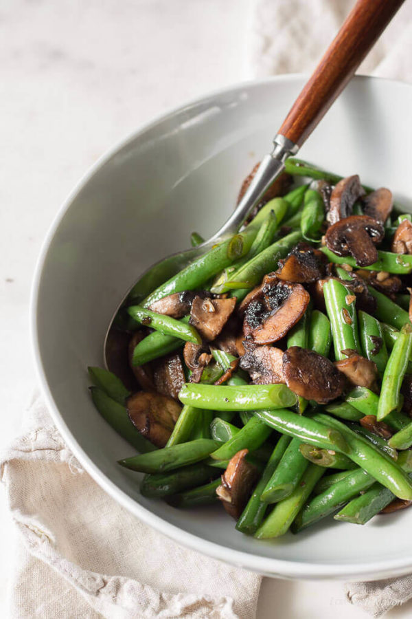 This healthy Green Bean Mushroom Saute is a perfect low carb & keto side.