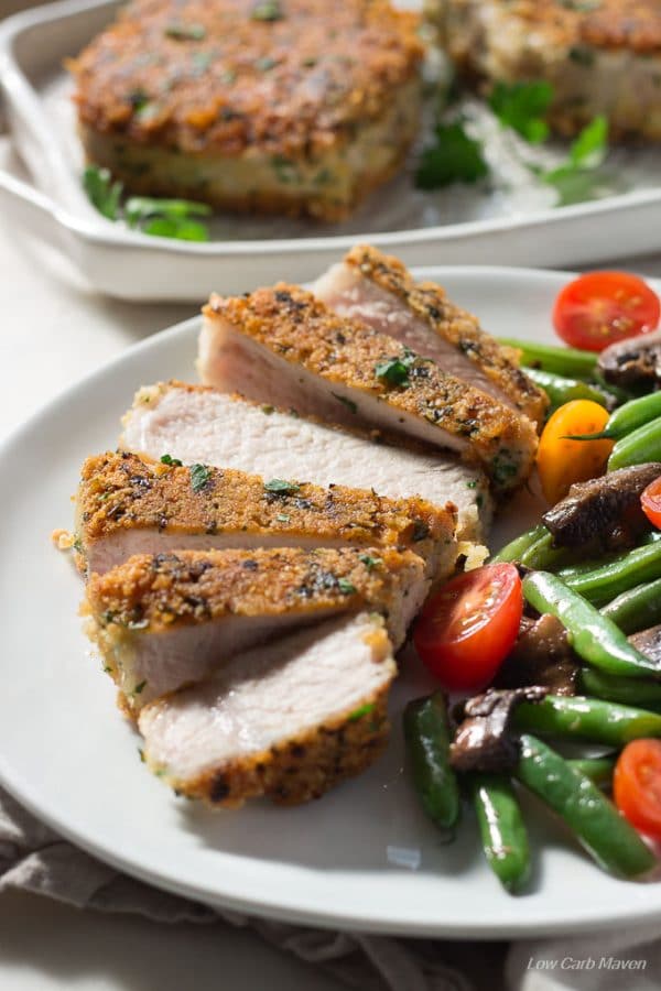 Parmesan Crusted Pork Chops are gluten free and perfect as a low carb entry. Keto.