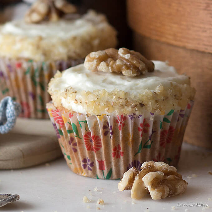 These carrot cake cupcakes are the best sugar free and low carb cupcakes