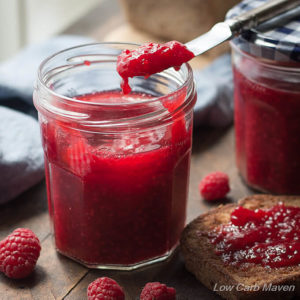 Low Carb Sugar Free Raspberry Jelly (sugar free jam) is perfect for low carb and keto breads