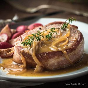 Bacon Wrapped Pork Chops With Apple Cider Vinegar Glaze