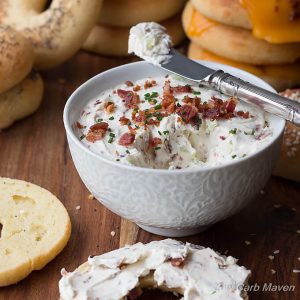 Low Carb Bacon Scallion Cream Cheese Spread for Bagels