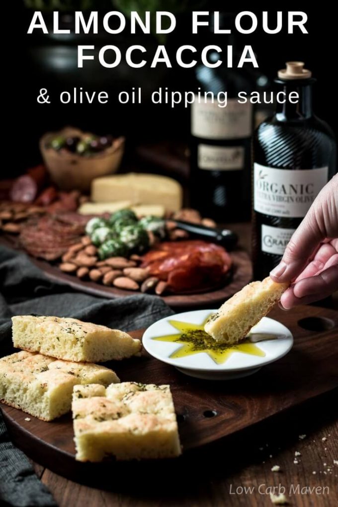 Serve this great gluten free low carb almond flour focaccia and olive oil dipping sauce as appetizers at your next party! #sponsored