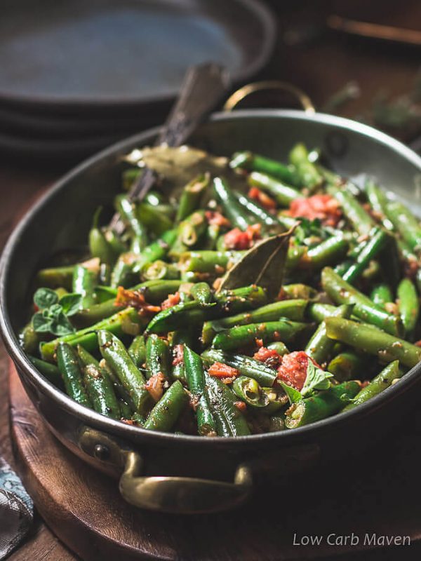 Mexican green beans with tomatoes is the perfect easy side recipe for week night dinners. Low carb, Keto, Paleo