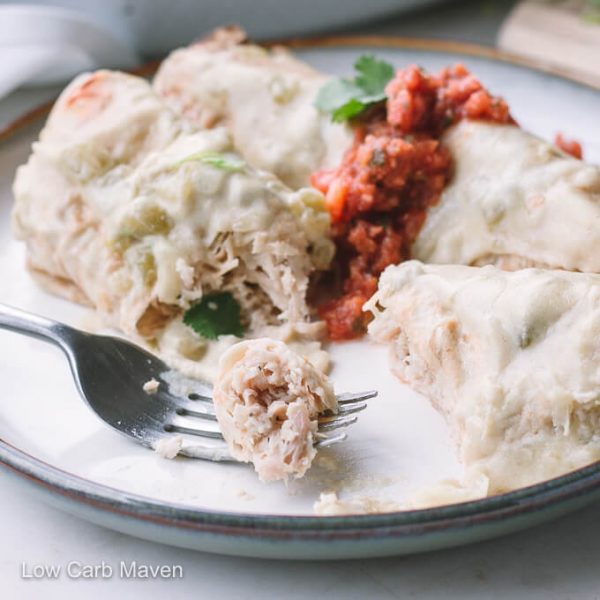 Fabulous White Chicken Enchiladas (low carb) - Low Carb Maven