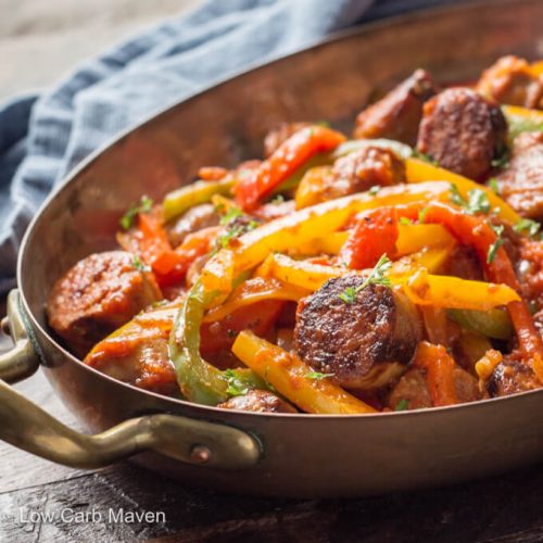 Italian Sausage, Peppers and Onions with Sauce Low Carb Maven