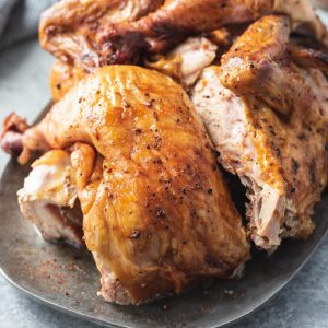 Juicy, Smoked Beer Can Chicken with Dry Rub - an easy chicken recipe for low carb and keto diets.