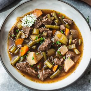 Pressure cooker vegetable beef soup (Instant Pot, low carb)
