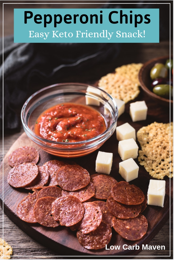 Pepperoni Chips make a great keto snack or dipper! #pepperonichips #baked #microwave #lowcarbchips