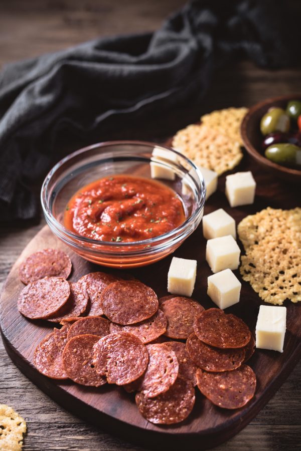 Pepperoni Chips make a great keto snack or dipper! #pepperonichips #baked #microwave