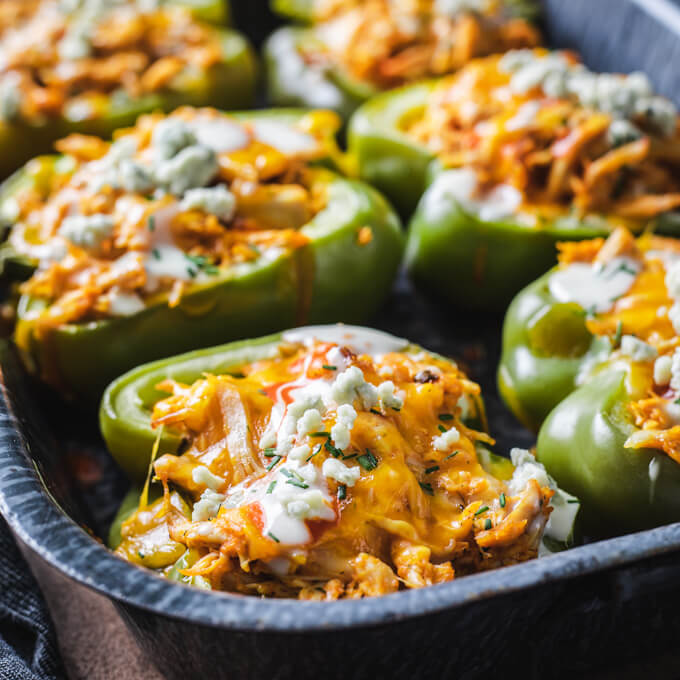 Buffalo Chicken Stuffed Peppers Keto Low Carb Maven