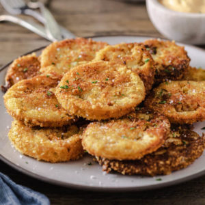 Fried green tomatoes on a plate