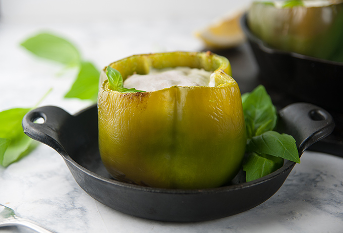 Pesto Keto Chicken Stuffed Peppers