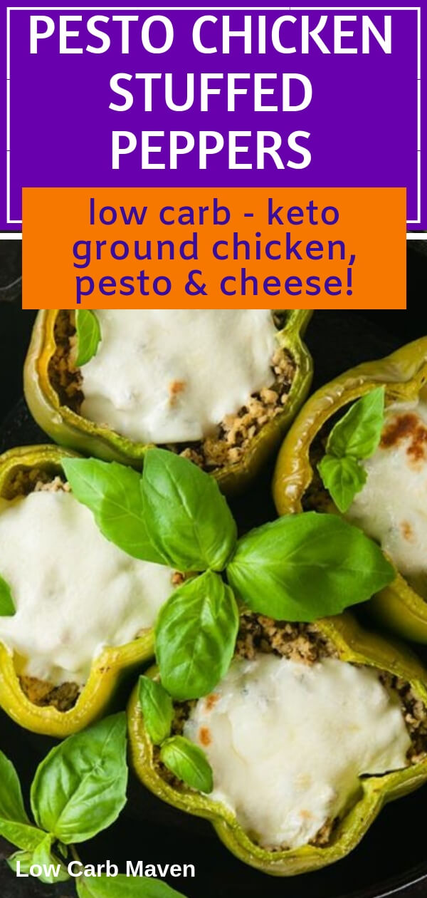 Pesto Keto Chicken Stuffed Peppers Low Carb Maven