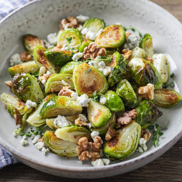 Roasted Brussels Sprouts with Walnuts and Blue Cheese Low Carb Maven