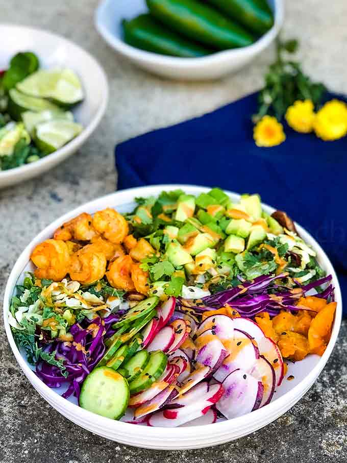 Buddha Bowl with Shrimp - Low Carb - Low Carb Maven