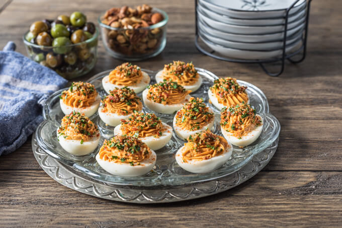 Chipotle Keto Deviled Eggs with Bacon