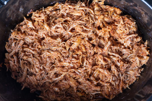 Pulled or shredded BBQ chicken in crockpot